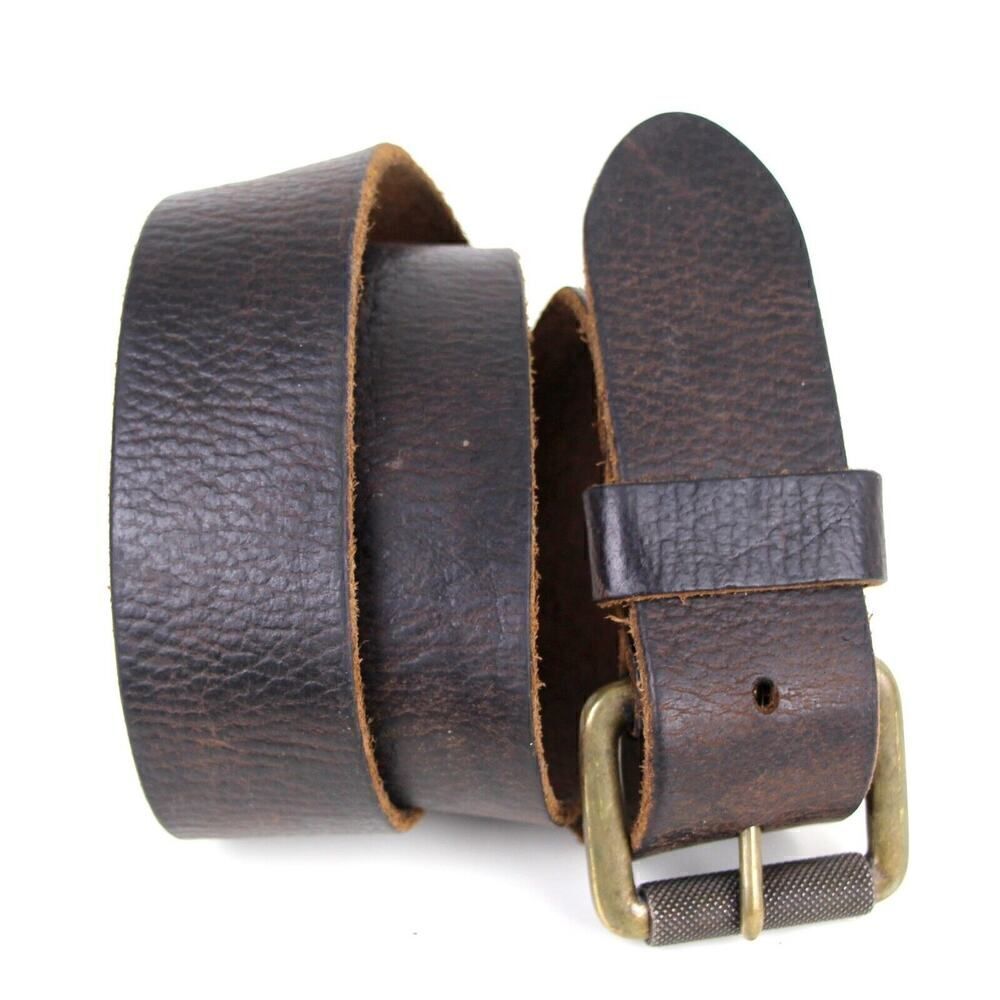 PEBBLED BROWN GENUINE LEATHER 1 3/8"Wd CASUAL DRESS MEN'S BELT Sz 32 (B71